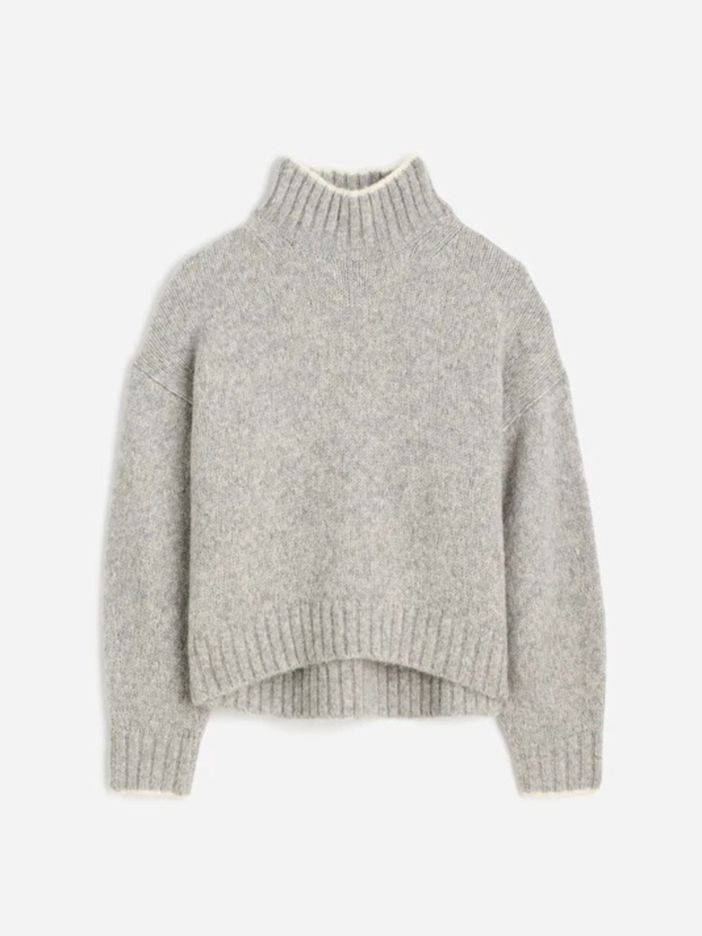 Madewell Chunky-Knit Alpaca Blend Turtleneck Sweater Heather Gray/Ivory XS